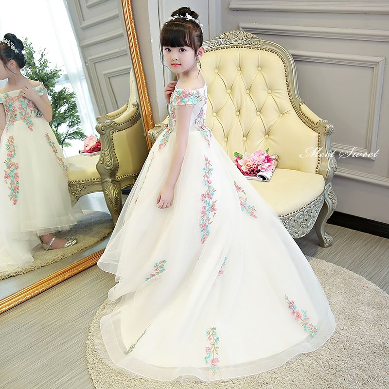 ドレス ピアノ発表会 子供 女の子 子供ドレス ワンピース 衣装 花柄刺繍 トレーン 結婚式 コンクール 発表会 パーティードレス フォーマルドレス 子どもドレス キッズドレス 七五三 フラワーガール ジュニア プリンセス お姫様 撮影衣装 入学式 花嫁|ミートスウィート
