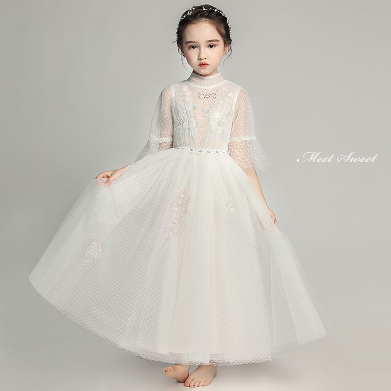 ドレス ピアノ発表会 子供 子供ドレス ワンピース ホワイト 衣装 ブライダル 結婚式 コンクール 発表会 パーティー フォーマルドレス 子どもドレス キッズ 白 キッズドレス 七五三 フラワーガール 女の子 ジュニア プリンセス お姫様 撮影衣装|ミートスウィート