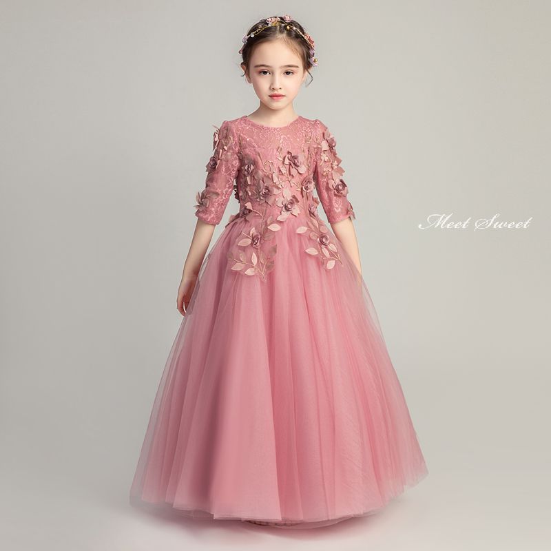 ドレス ピアノ発表会 子供 女の子 子供ドレス ワンピース 衣装 花 結婚式 コンクール 発表会 パーティードレス フォーマルドレス ピンク 子ども キッズドレス 七五三 フラワーガール ジュニア プリンセス お姫様 撮影衣装 入学式 卒業式 誕生日｜ミートスウィート