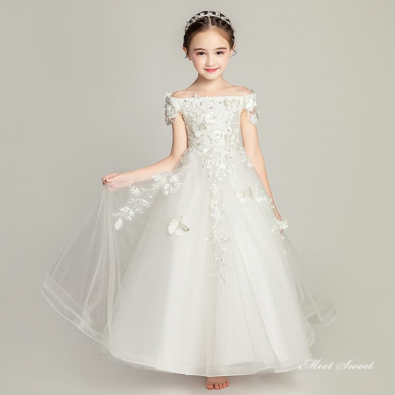 女の子 子供 キッズドレス ドレス ピアノ発表会 発表会 セレモニー ワンピース プレゼント 結婚式 子ども フラワーガール 子供服 ホワイト プリンセス お姫様 子供ドレス フォーマルドレス コンクール 七五三 ジュニア 撮影衣装 入学式 卒業式|ミートスウィート