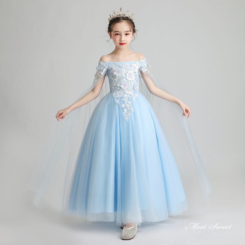 女の子 子供 キッズドレス ドレス ピアノ発表会 セレモニー ブルー プリンセス 結婚式 子ども コンクール 子供服 フォーマル コンサート お姫様 写真撮影 舞台 子供ドレス フォーマルドレス 七五三 フラワーガール ジュニア ワンピース 撮影衣装｜ミートスウィート 8,023円