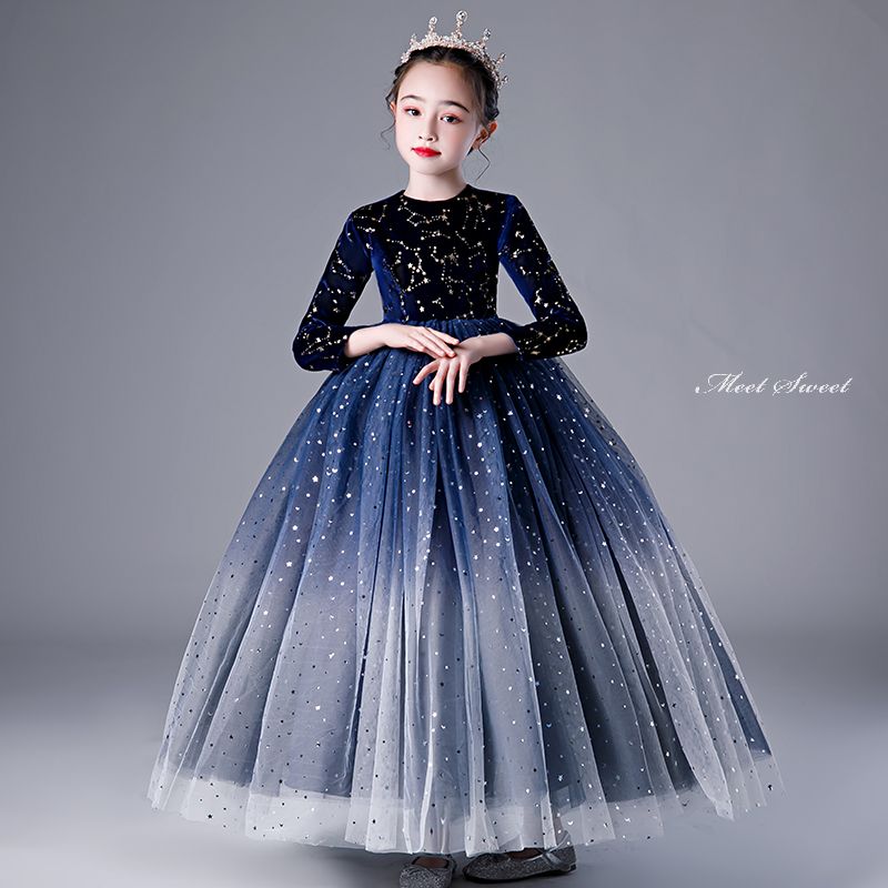 ドレス ネイビー キッズ ブラック 裏ボア 春秋冬 子供ドレス プリンセス ドレス ワンピース 青 ピアノ 発表会 子どもドレス ガールズ イベント ステージ衣装 キッズドレス フォーマルドレス ピアノ発表会 コンクール 結婚式 七五三 フラワーガール｜ミートスウィート