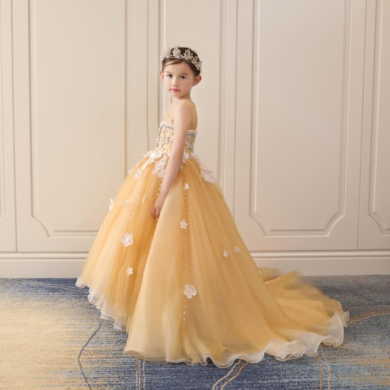 発表会 ピアノ 子供ドレス 豪華なドレス 結婚式 ロングドレス 女の子 演奏会 子供服 キッズ 子ども お姫様 フォーマル フラワーガール 100 110 120 130 140 150 キッズドレス フォーマルドレス ピアノ発表会 コンクール 七五三｜ミートスウィート