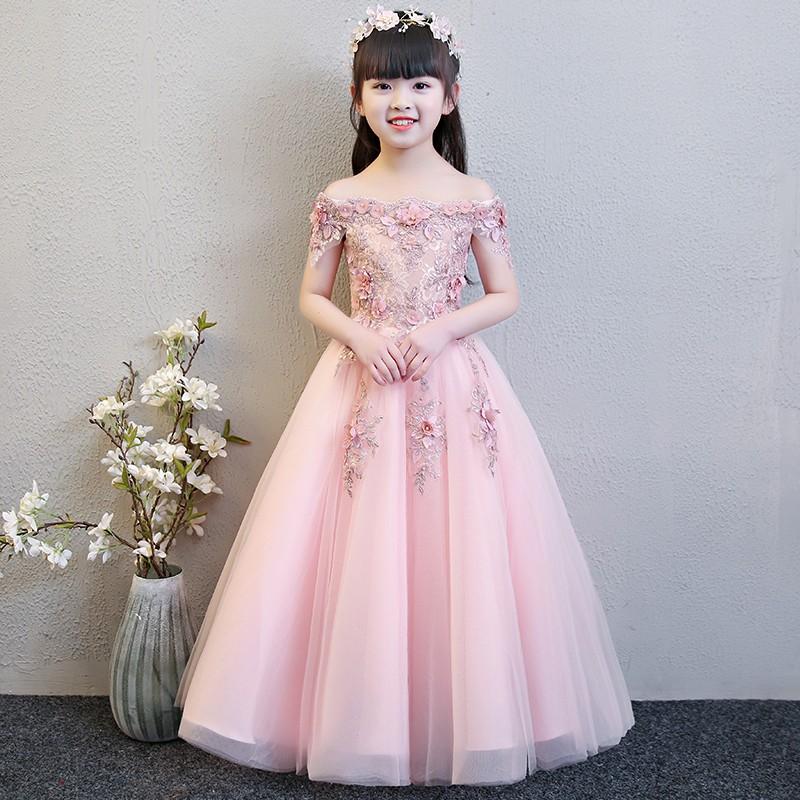 ピアノ発表会 ロングドレス 子供ドレス 子供服 フォーマル 子どもドレス 女の子 お姫様ドレス 結婚式 キッズ 入園式 ワンピース ピンク キッズドレス フォーマルドレス コンクール 七五三 フラワーガール ジュニア プリンセス 撮影衣装 入学式 卒業式|ミートスウィート