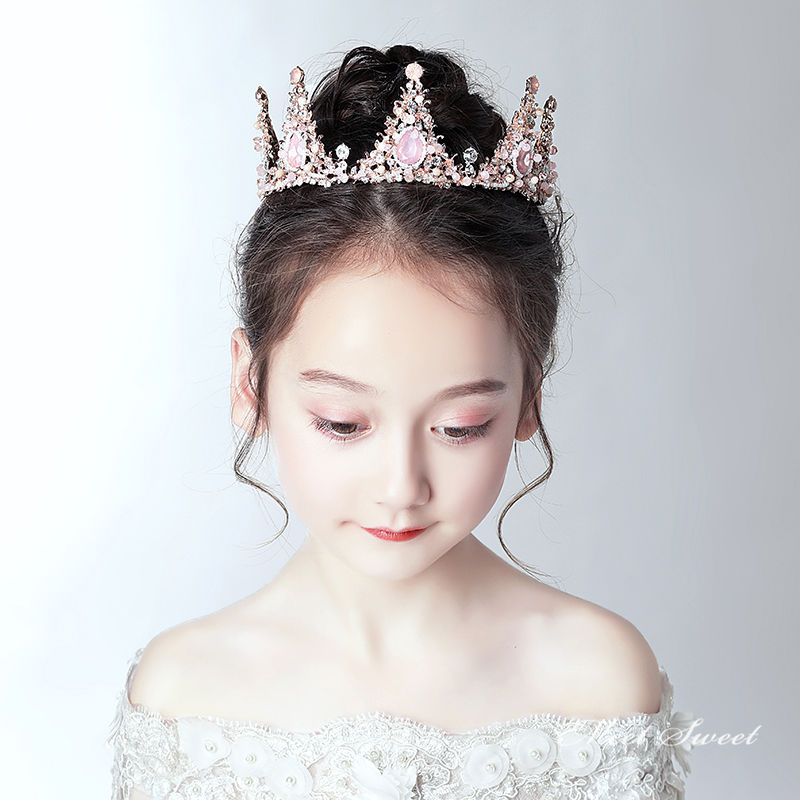 キッズ ティアラ 子供 クラウン ヘッドドレス ピンク パーティー 子ども ヘアアクセサリー 発表会 演奏会 舞台 演出 アクセサリー 髪飾り イベント 王冠 お姫様