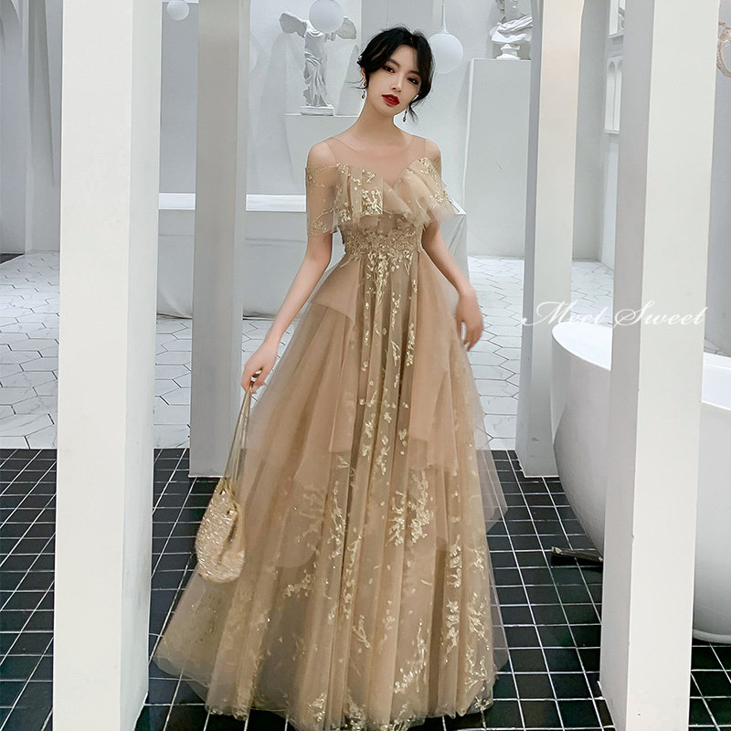 楽天市場】カラードレス ロングドレス Aラインドレス シャンパン