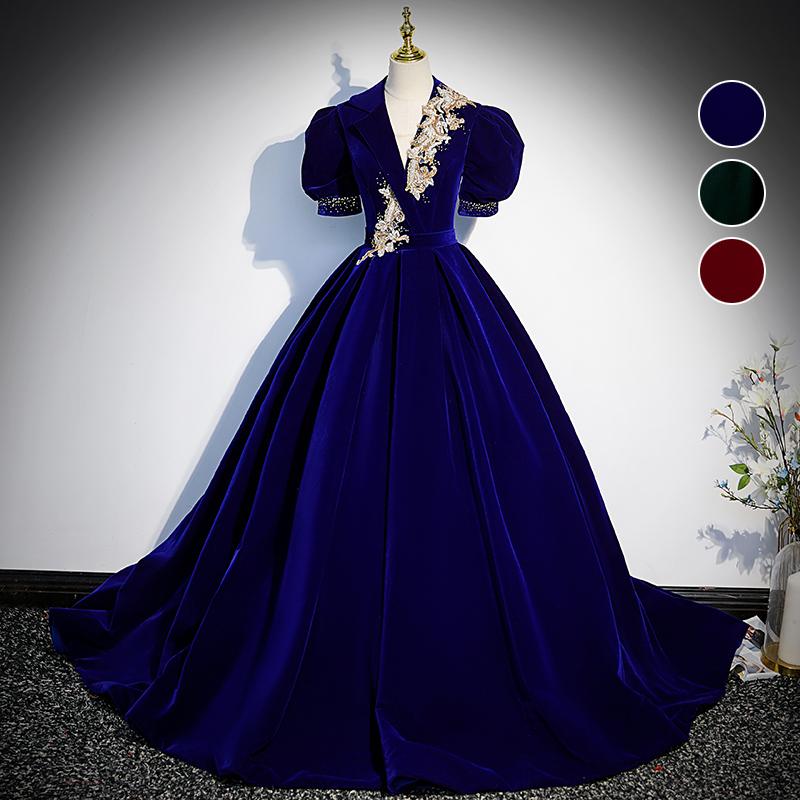 楽天市場】カラードレス グリーン ベルベット 長袖 ロングドレス 結婚