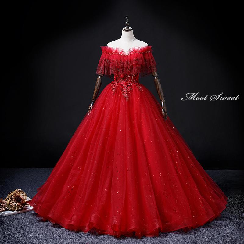 楽天市場】カラードレス レッド プリンセスライン ベアトップ 赤  