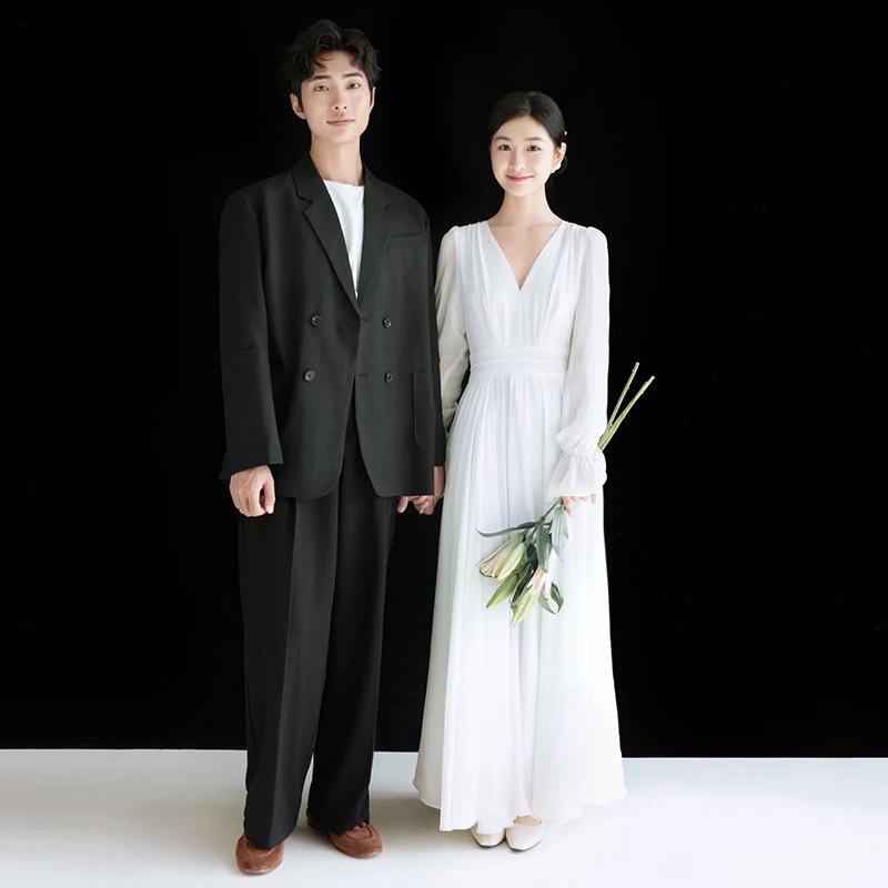 御芽出度御召しもの ウェディングドレス 二次会 御芽出度 前撮り 御芽出度 ロング御召しもの お嫁さん スレンダードレス スレンダーライン 白 長袖 Vのど首 チャック 外国で挙式 写真絵御芽出度 象牙色 wedding dress 人魚御召しもの 小っちゃい大いさ 馬鹿でかい大いさ