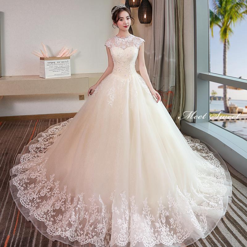 ウェディングドレス ウエディングドレス 二次会 結婚式 前撮り ブライダル ロングドレス 花嫁 プリンセスドレス プリンセスラインドレス フレンチ袖 レース エレガント 海外挙式 シャンパン オフホワイト wedding dress Aラインドレス 小さいサイズ 大きいサイズ