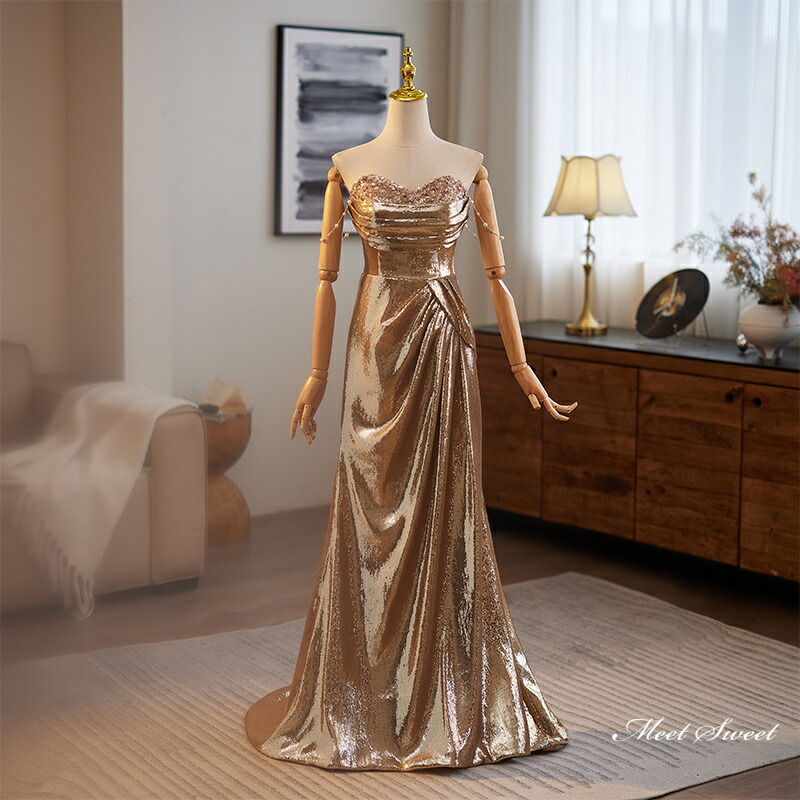 エレガント ゴールド パーティードレス カラードレス 声楽 舞台衣装 洋装 豪華 エレガント ゴールド 演奏会