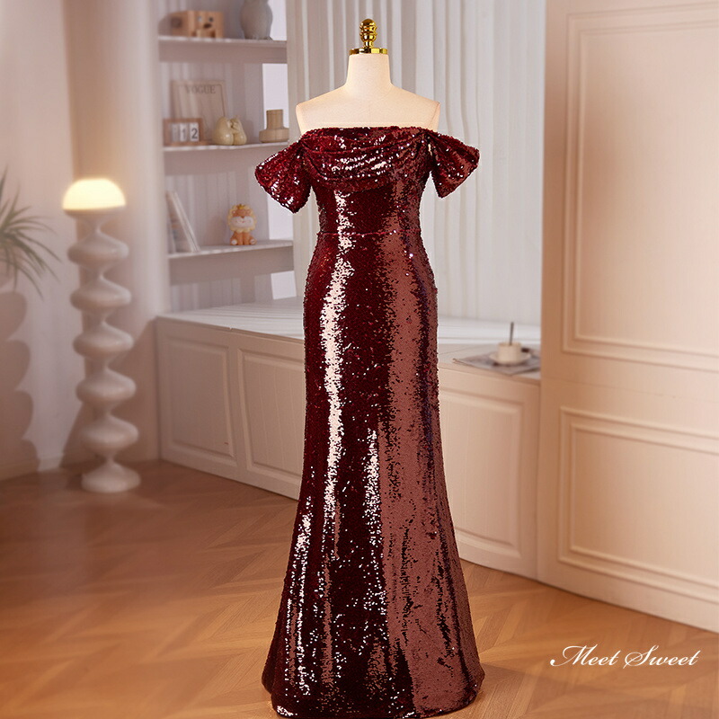 楽天市場】カラードレス ロングドレス マーメイドドレス ワイン