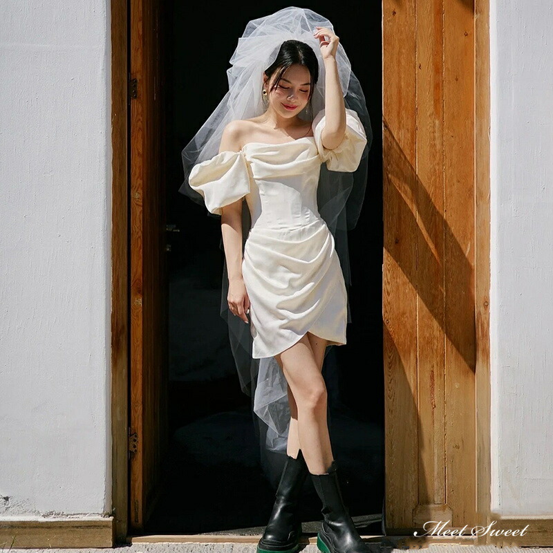 御芽出度お召しもの ミニお召しもの 繻子 オフショルダー ベアいの一番 熱電子管お召しもの チャック 二次会 御芽出度 前撮り 御芽出度 花嫁御寮 ウェディングドレス 外国で挙式 象牙色 寄りあいお召しもの 映し絵御芽出度 たわい無い大きさ 気が大きい大きさ wedding dress