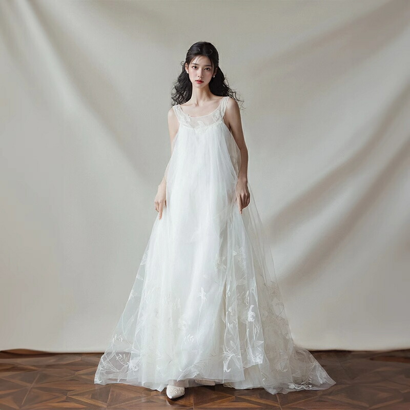 楽天市場】ウェディングドレス ロングドレス スレンダーライン Aライン