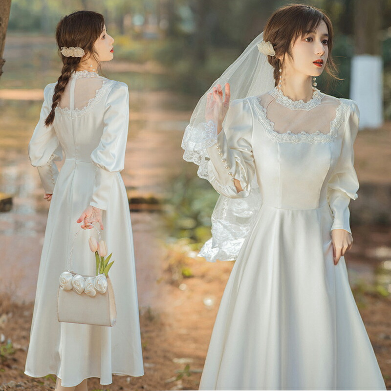 楽天市場】ウェディングドレス Aライン☆B018☆タートルネック