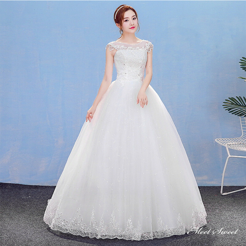 ウェディングドレス ロングドレス プリンセスラインドレス Aラインドレス フレンチスリーブ 二次会 結婚式 前撮り ドレス 花嫁 ウエディングドレス チュール 大きいサイズ 小さいサイズ 海外挙式 白 オフホワイト パーティードレス ブライダル フォトウェディング｜ミートスウィート