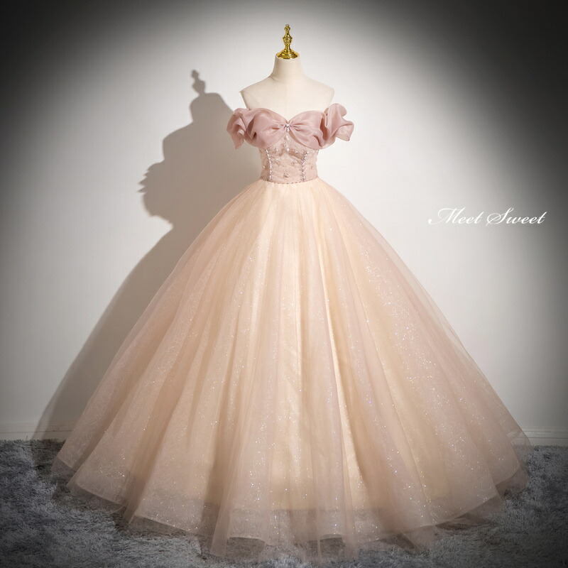 ピンクチュールドレス　ウエディングドレス　結婚式二次会ドレス missswteet1122_cd1133