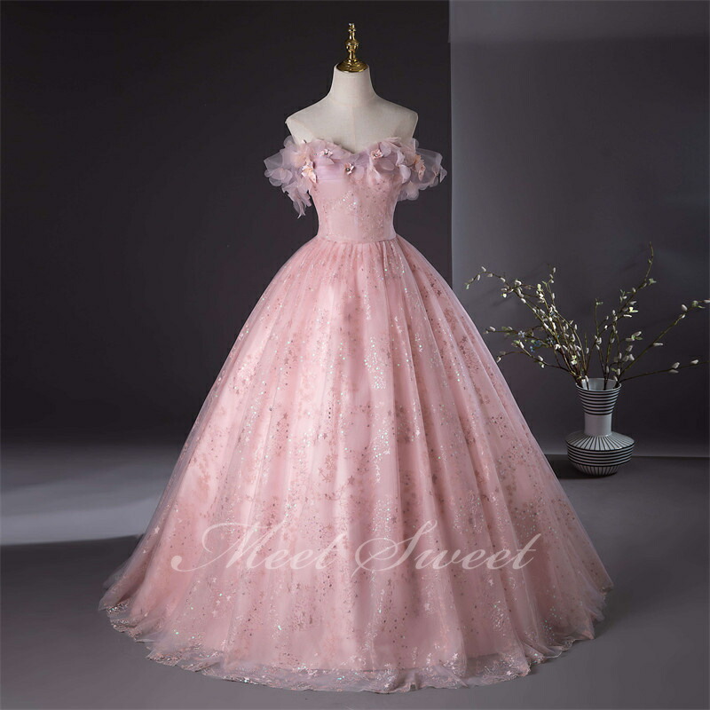 楽天市場】カラードレス 演奏会用ドレス ピンク ベアトップ チュール