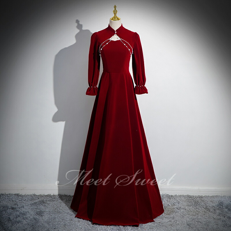 グリーン　豪華　ベルベット　カラードレス　ウェディング　11号　細身 楽天市場】カラードレス グリーン ベルベット 長袖 ロングドレス 結婚