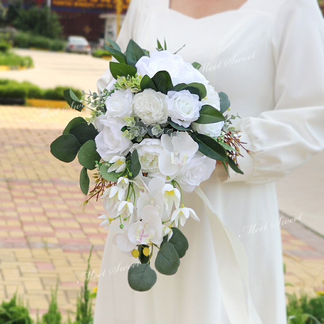 ウェディングブーケ　花嫁　結婚式 楽天市場】ウェディングブーケ ウエディングブーケ キャスケードブーケ