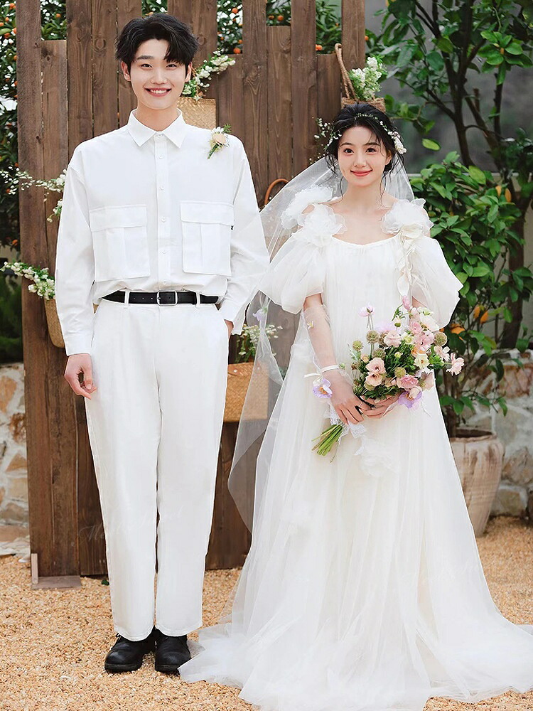 ウェディングドレス エンパイアドレス マタニティ ナチュラル チュール Aライン ロング ドレス 二次会 結婚式 披露宴 前撮り 後撮り 発表会 花嫁 ウエディングドレス 花嫁ドレス 二次会ドレス 大きいサイズ 小さいサイズ 海外挙式 ブライダル フォトウェディング|ミートスウィート