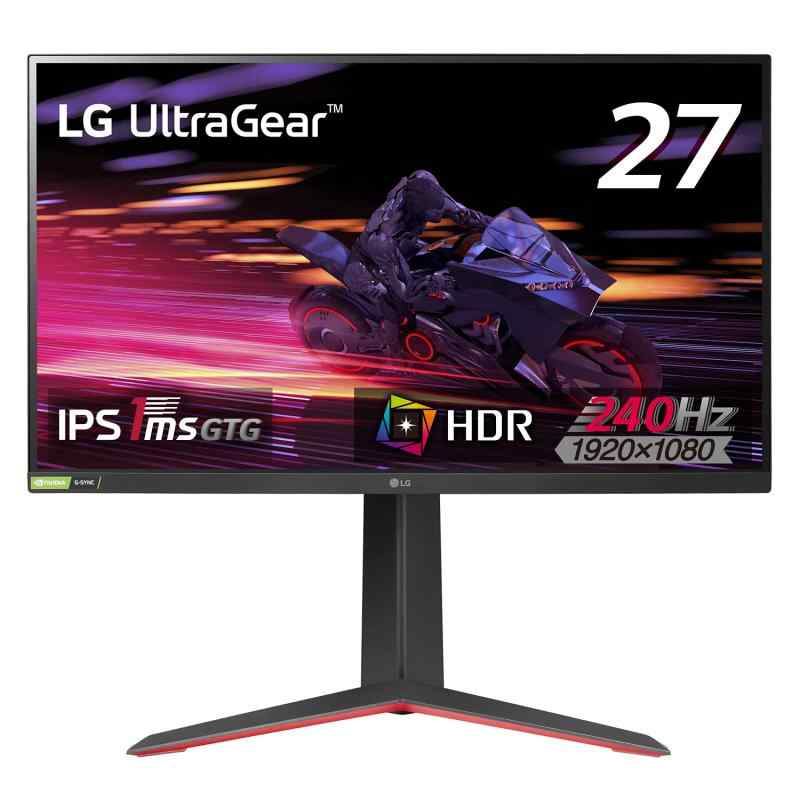 【中古】LG ゲーミングモニター UltraGear 27GP750-B 27in/盛りだくさん固定ディスク/IPS/240サイクル/1ms(GtoG)/HDR/FreeSynnc Premium, G-SYNC Compatible/HDMI×2,DP/中枢,高さ調