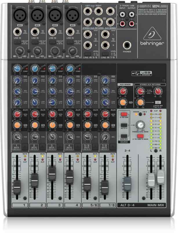【中古】ベリンガー アナログミキサー 12通信路 1ノブコンプ/USBオーディオ界面積み上げる XENYX 1204USB