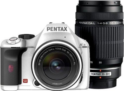 【中古】PENTAX デジタル一眼二眼レフ写真機 K-x ダブルズームキットホワイト