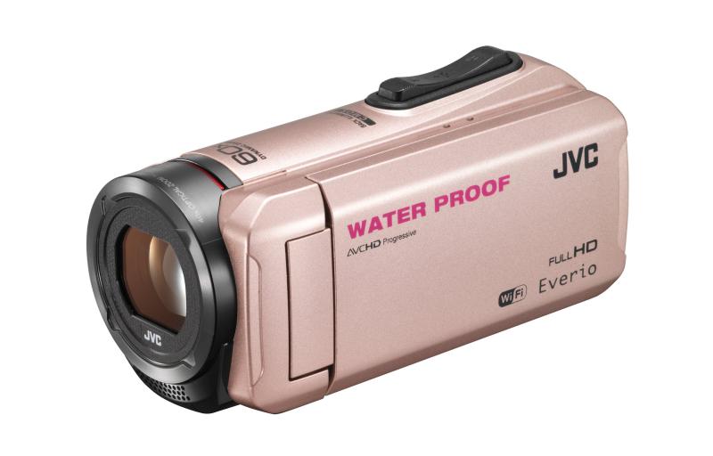 【中古】JVC KENWOOD JVC テレビカメラ EVERIO 雨合羽 防塵 内蔵記憶装置64GB さくら色ゴールド GZ-RX500-N