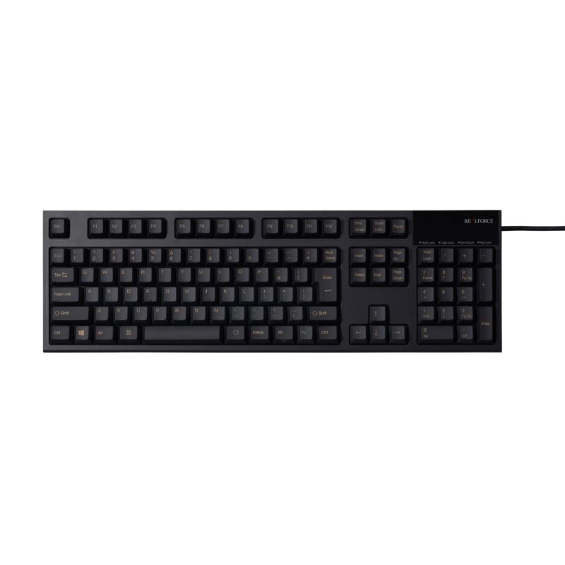 【中古】東プレ REALFORCE R2 日本語108配列 静電容量無接点方式 USBキーボード 荷重45g レーザー刻印 かな表記なし ブラック R2-JP4-BK