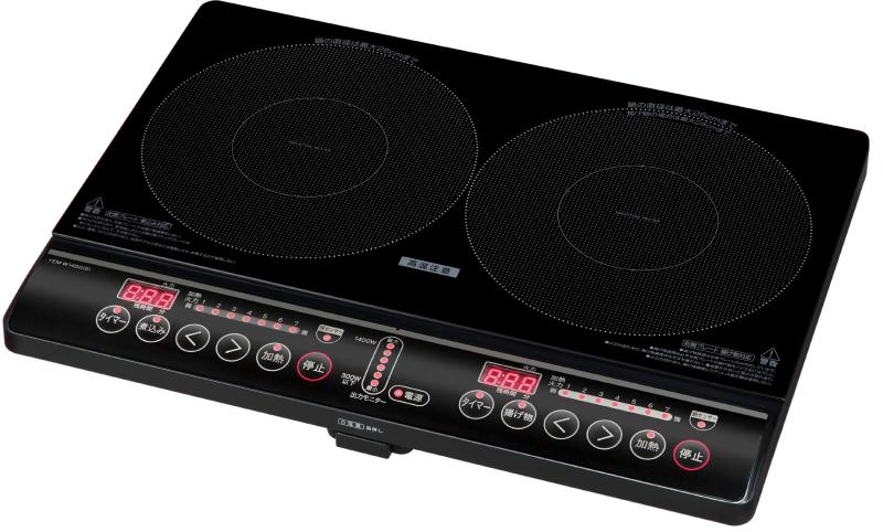 【中古】[山善] 2口 IHコンロ IH煮炊き暖房器 1400W IH膳立て器 工事不必要 (幅56糎印字機) 寄せ集め流行り物積み上げる 静音心積もり 黒いこと YEM-W1456(B)