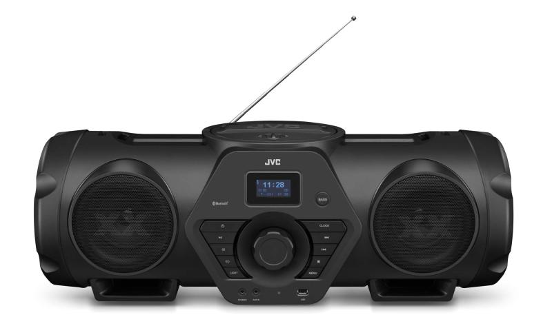 【中古】JVCケンウッド JVC RV-NB250BT XXつづき物 Bluetooth・・積み上げるオールインワンCD取り合わせ ツインウーファー・ハイパワーアンプ積み上げる 重低音部響き 黒いこと