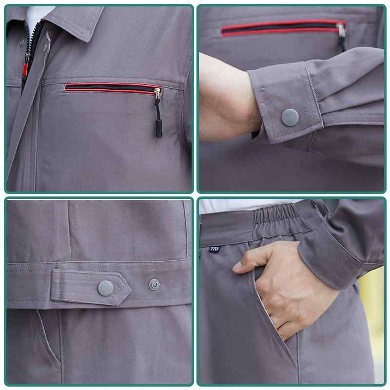 作業服 男性用 長袖 綿100% 耐摩耗 通気性 ワークウェア 上下セット 工場 溶接 電気工事 軽作業｜ソファポテト