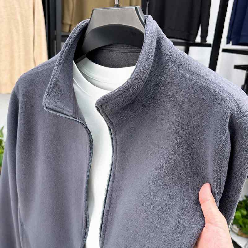 ジャケット メンズ 男性用 アウター 秋冬 立襟 フルジップ フリース 厚手 防寒 保温 無地 あったか 暖かい 普段使い カジュアル アウトドア
