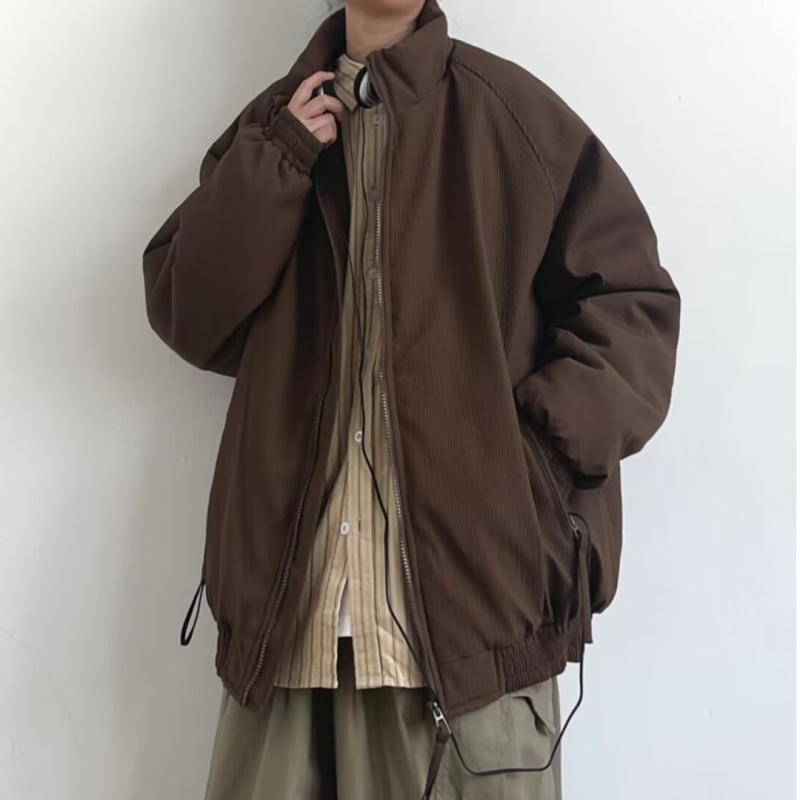 ジャケット メンズ 男性用 レトロ 厚手 スタンドカラー ゆったり 中性風 ワーク ウェア アウター 綿服 防寒