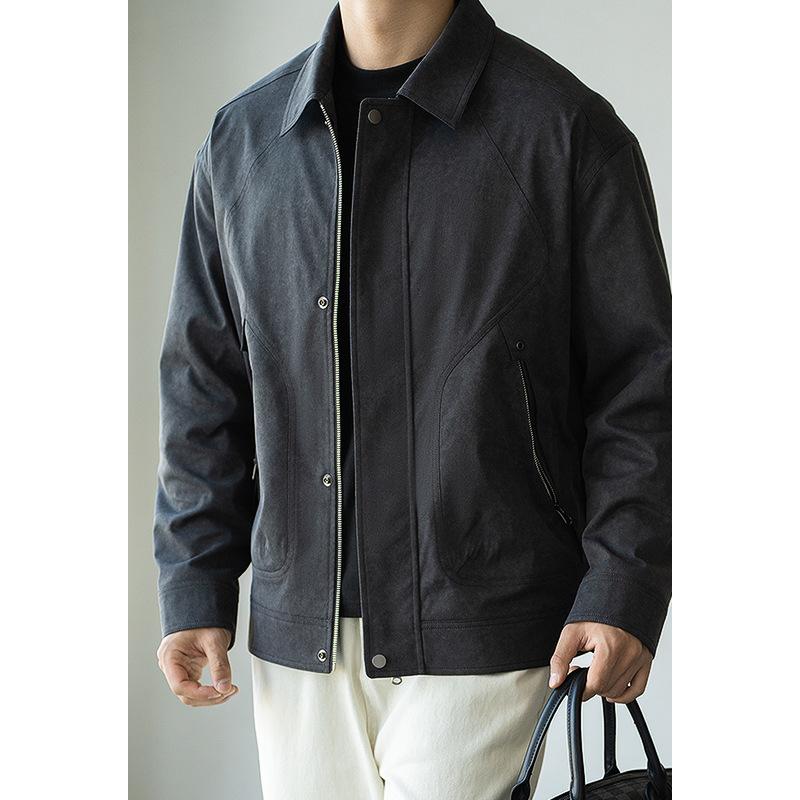ジャケット 男性用 ブルゾン 斜めツイル 防風 襟付き ビジネス 通勤 アウター