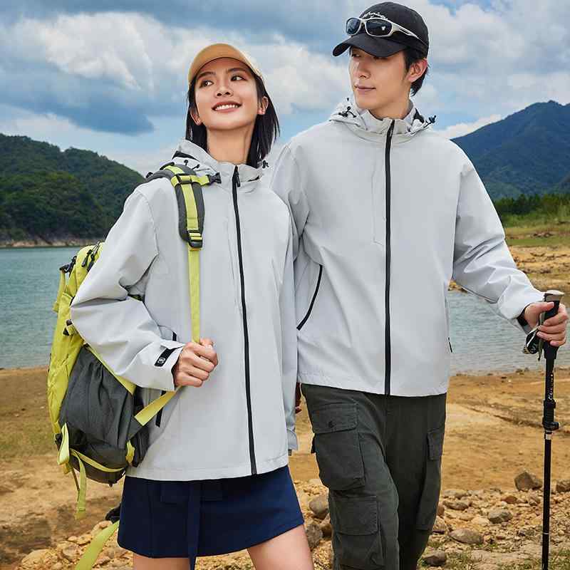 マウンテンパーカー 男性用 防風 春秋 薄手 登山服 キャンプ アウトドア 連帽 アウター ブルゾン ジャンパー 配色 スポーツ 作業着