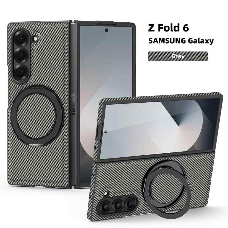 スマホケース Samsung Galaxy Z Fold7 Z Flip6 用 ケブラー製 マグネット 磁気吸着 回転スタンド付き 耐衝撃 保護 携帯カバー