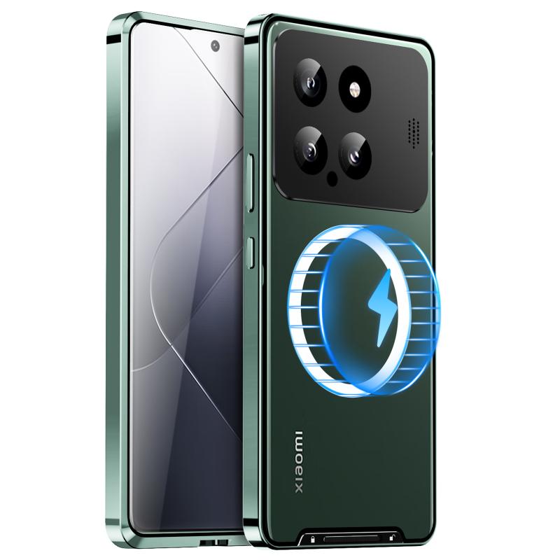 スマホケース Xiaomi 14 Pro フレーム メタル バンパー 香り マグネット シングルサイド 耐衝撃 保護 カバー