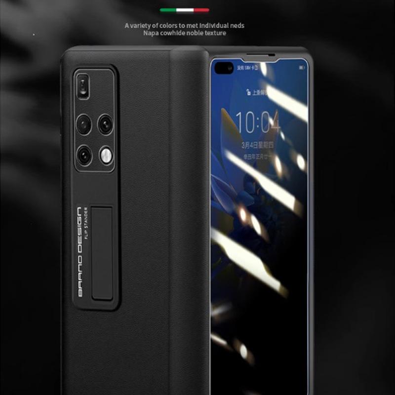 スマホケース Huawei MateX2 男性用 女性用 レザー 全面保護ケース スタンド機能付き ビジネス 普段使い シンプル 無地 ブラック ブラウン系
