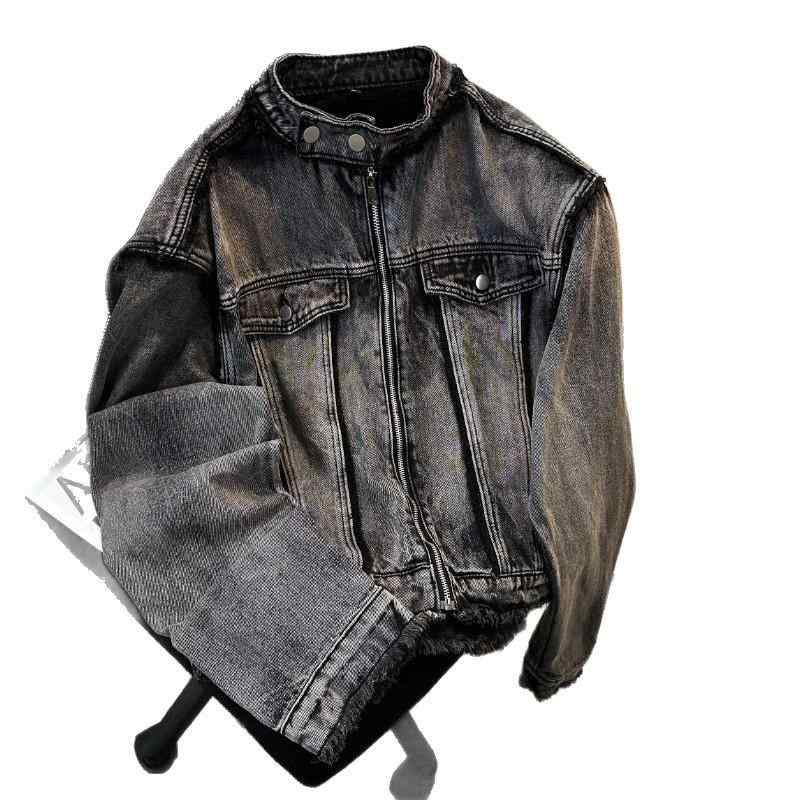 ジャケット メンズ 男性用 デニムジャケット ショート丈 ワークジャケット ダンガリー Gジャン 切り替え ヴィンテージ風 豪華感 春秋