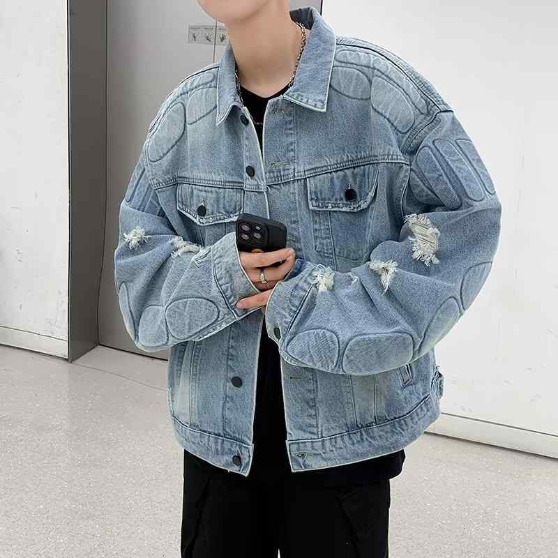 ジャケット メンズ 男性用 デニム ウォッシュ加工 ダメージ加工 アメカジ 羽織り アウター スプリングコート