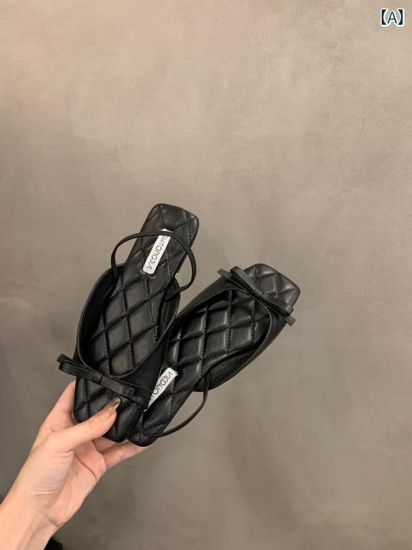 サンダル レディース ローヒール 春夏 スクエアトゥ ぺたんこ 通気性 滑り止め 履きやすい 痛くなりにくい 柔らかい ゴム底 カジュアル 歩きやすい ビジネス 普段使い