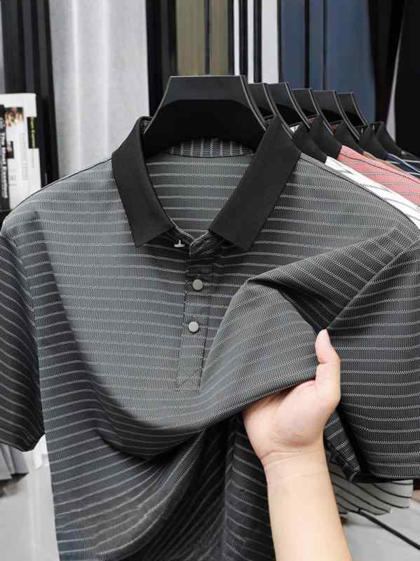 ポロシャツ メンズ 半袖 ストライプ柄 ファッション トップス 夏物 カジュアル 快適 紳士服 男性用