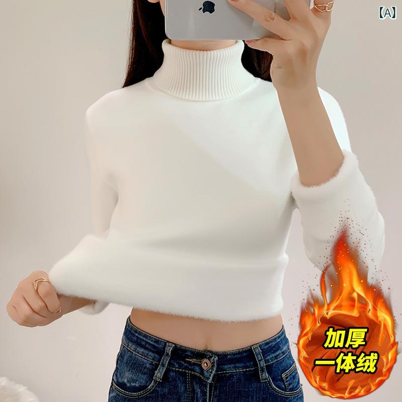 ニット レディース 秋冬 裏起毛 ハイネック トップス 柔らかい 肌触り あったか インナー セーター 伸縮性 ストレッチ やわらか 防寒2
