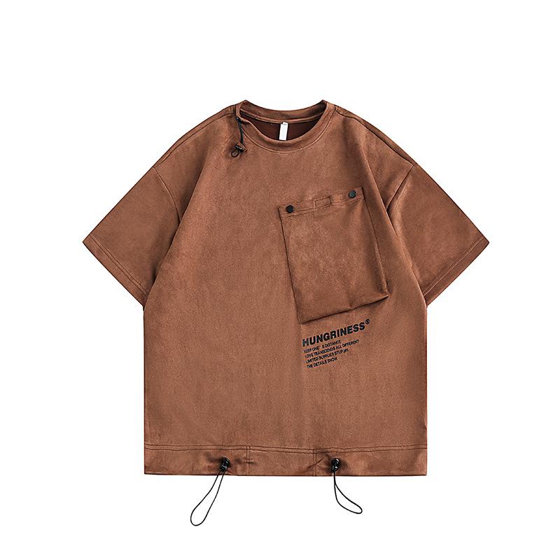Tシャツ 男性用 美品 ビッグシルエット スエード調 半袖 トップス ポケット付き アメカジ ストリート2 5,979円