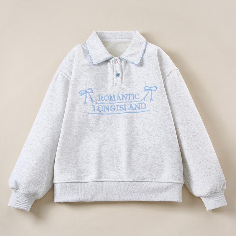 子供服 ガールズ 裏起毛 スウェット 秋冬 大童 POLO襟 冬服 カジュアル 普段使い トップス カットソー