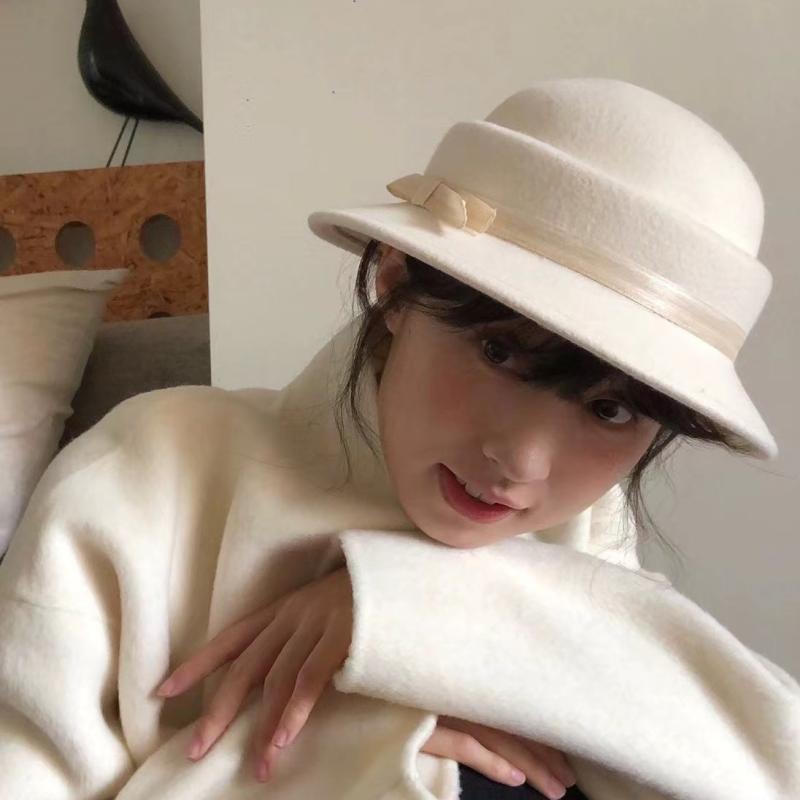 帽子 レディース 黒 ベレー帽 ウール 小顔効果 フィッシャーマンハット 不規則 バケットハット 盆帽2