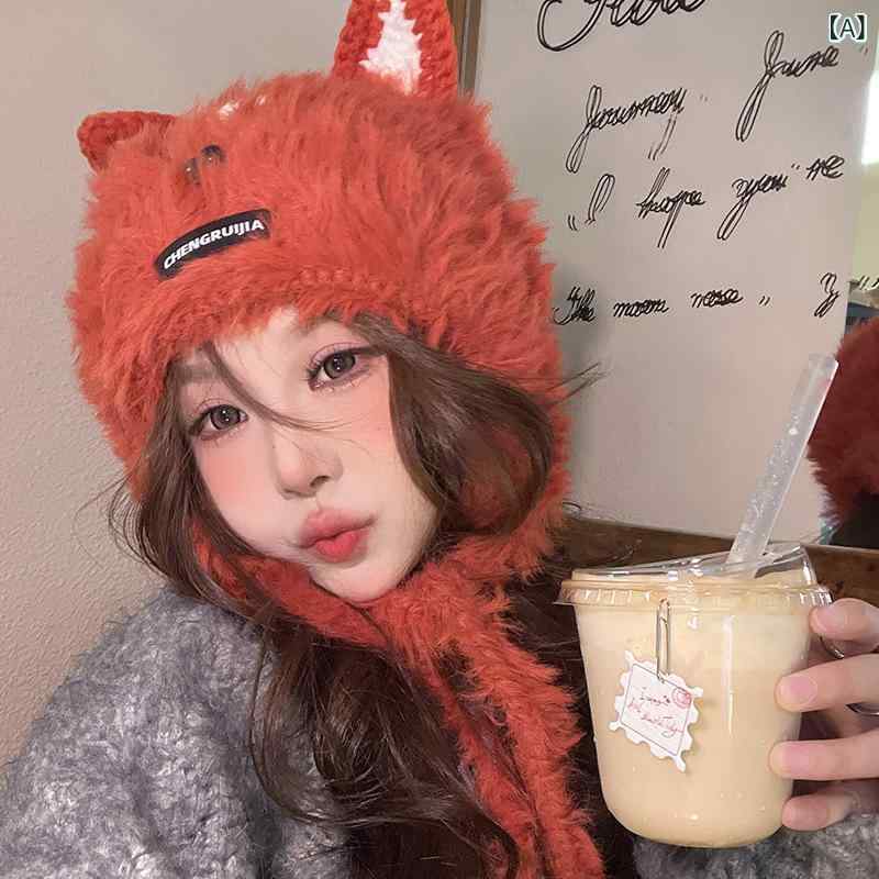 ニット帽 レディース 小顔効果 防寒 秋冬 手編み風 ふわふわ 韓国風 かわいい 耳当て 帽子 ウォーマー2