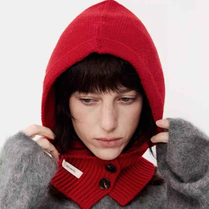 バラクラバ レディース 秋冬 レッド 保温 ニット帽 ウール 帽子 暖かい 防寒2 4,575円